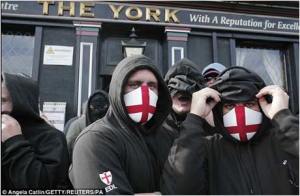 Masked EDL demonstrators
